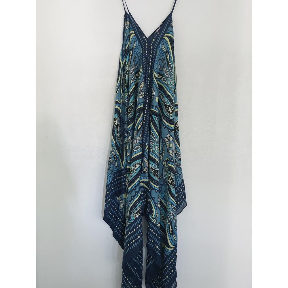 Theodora & Callum Swim Cover Up Dress Womens One Size Blue Paisley Linen NWT